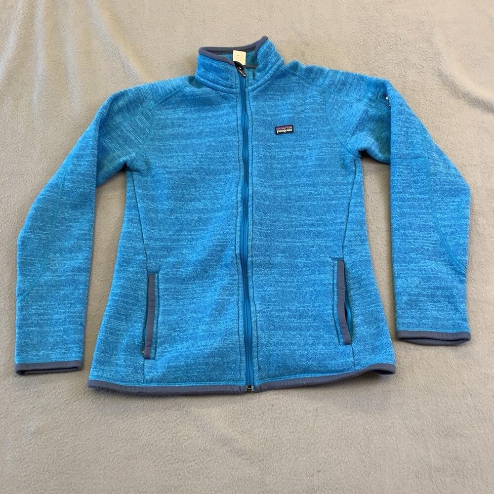 Patagonia Fleece Jacket Womens Medium Blue Full Zip Knit Outdoor Warm Pockets